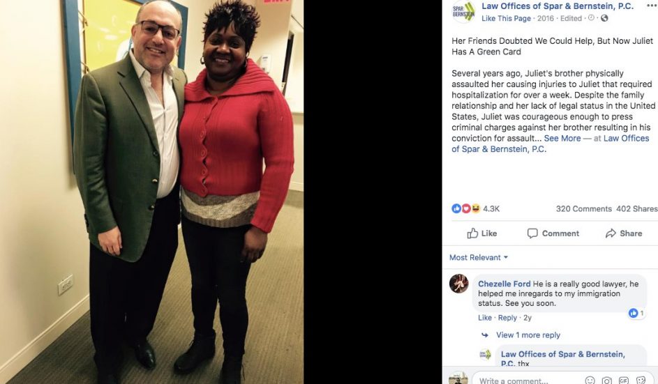 Juliet has a Green card - Spar & Bernstein Client