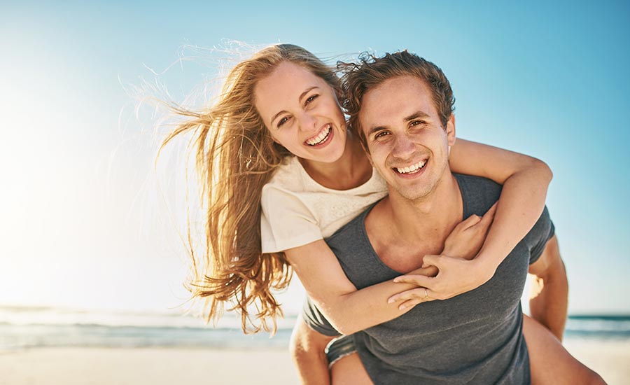 A happy couple at the seaside