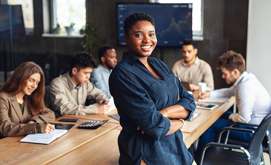 A team working in a meeting room
