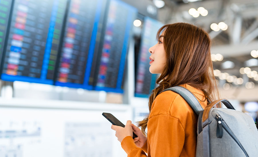 A young woman at the airport